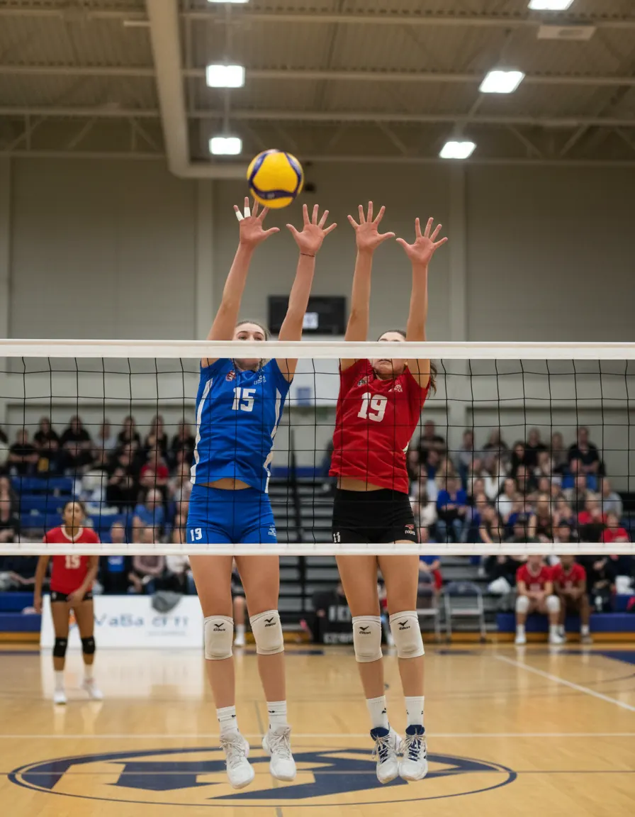 Quadra de vôlei com rede alta e marcação de fundo Quadra de vôlei com rede alta e marcação de fundo